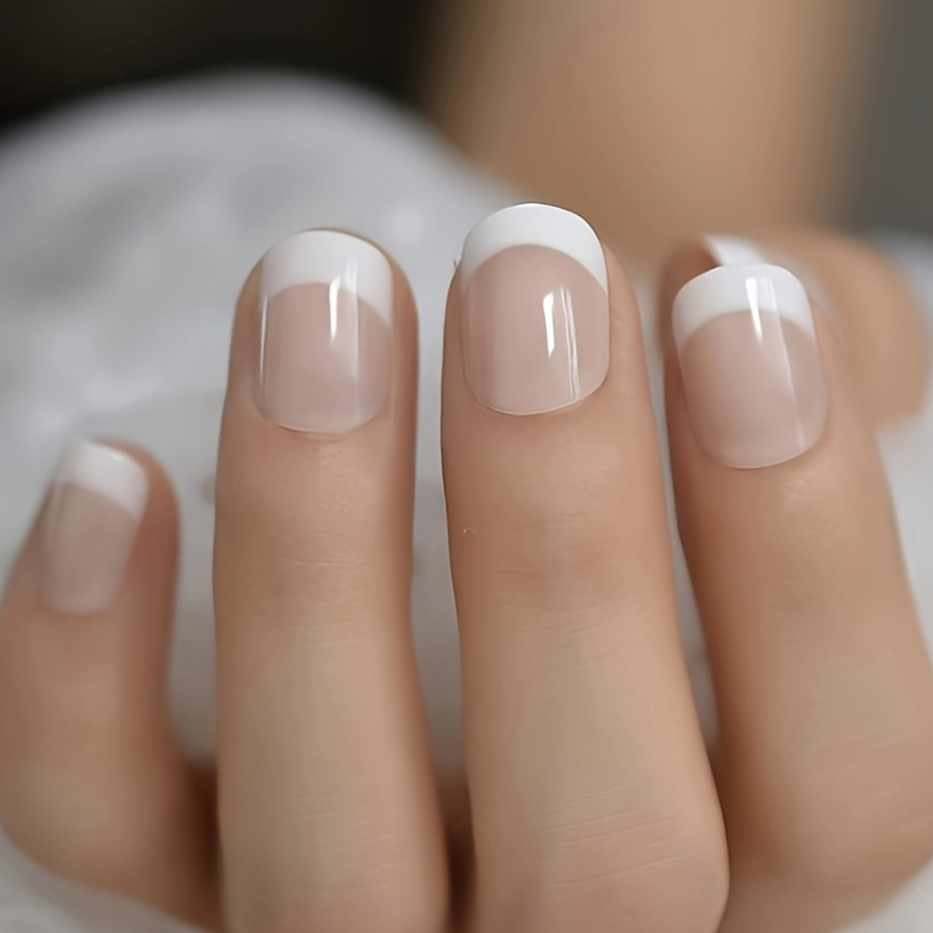 Nail Art French Nails - 24 шт. французских коротких квадратных ногтей