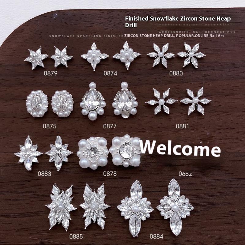 Nail Art Flower - 5 шт. снежинка цветок циркон жемчужные