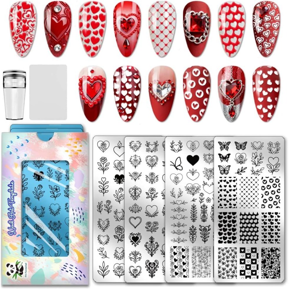 Nail Art Love - Набор из 4 трафаретов для стемпинга