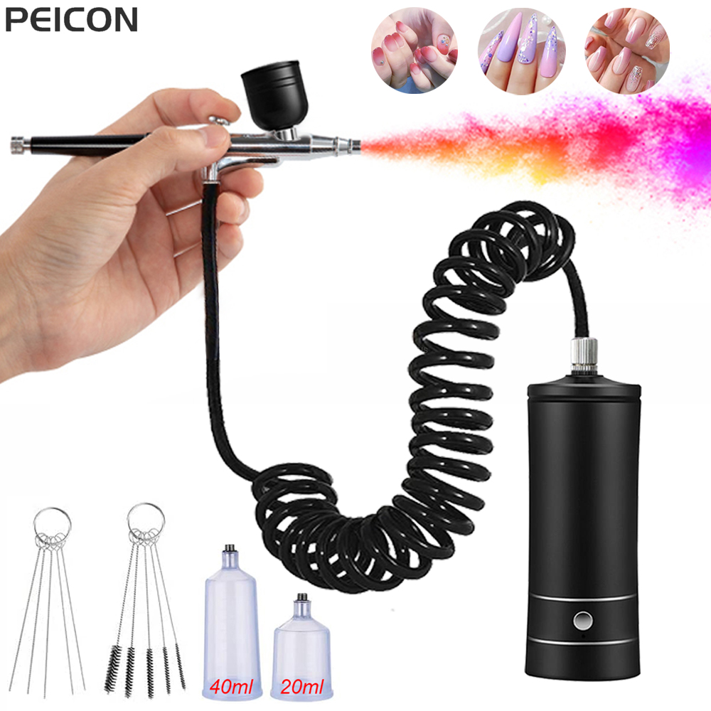 Nail Fan Brush - Аэрограф для ногтей с компрессором Портативный