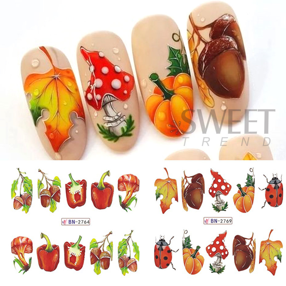 12 шт. осенние наклейки для но – обзор и цена Nail Art France