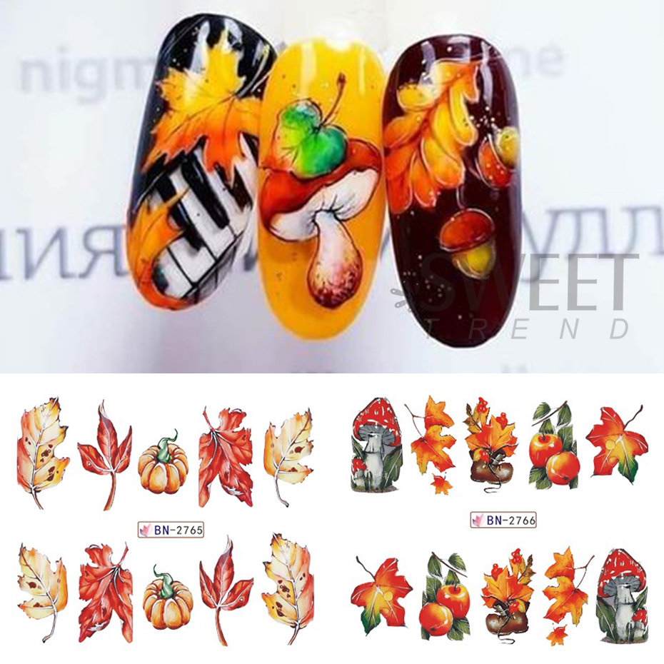 12 шт. осенние наклейки для но – обзор и цена Nail Art France