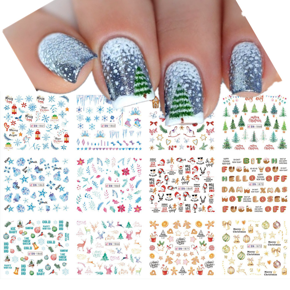 12 узоров, Рождественские Водн – обзор и цена Nail Art Xmas Tree