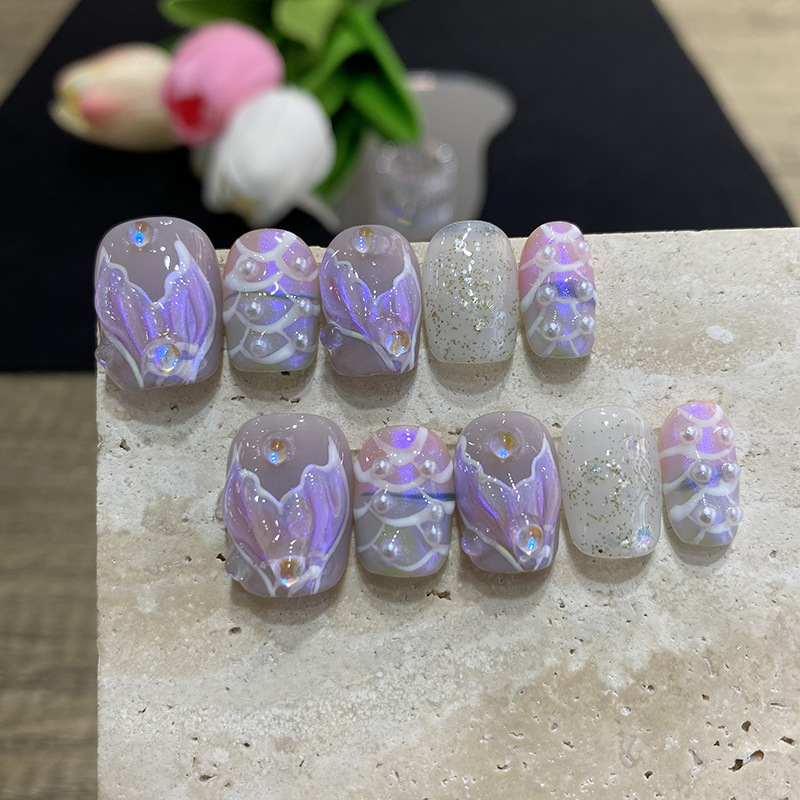 10 шт. накладных ногтей «Бабоч – обзор и цена Nail Art French Nails