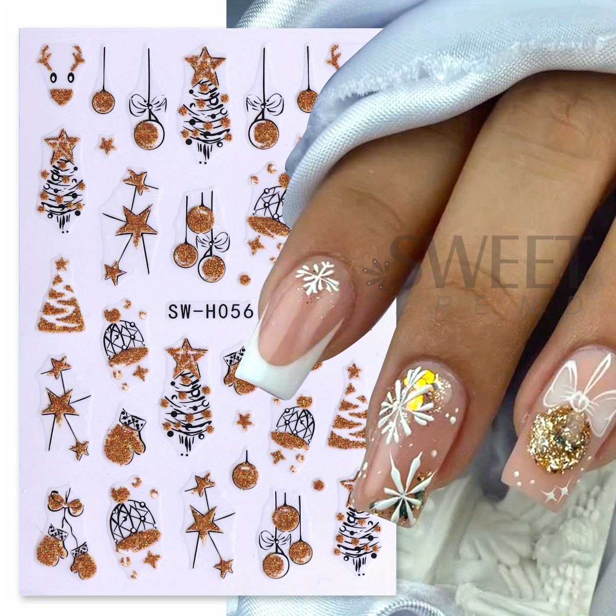 2 шт Великолепные блестящие Ро – обзор и цена Nail Art Xmas Tree