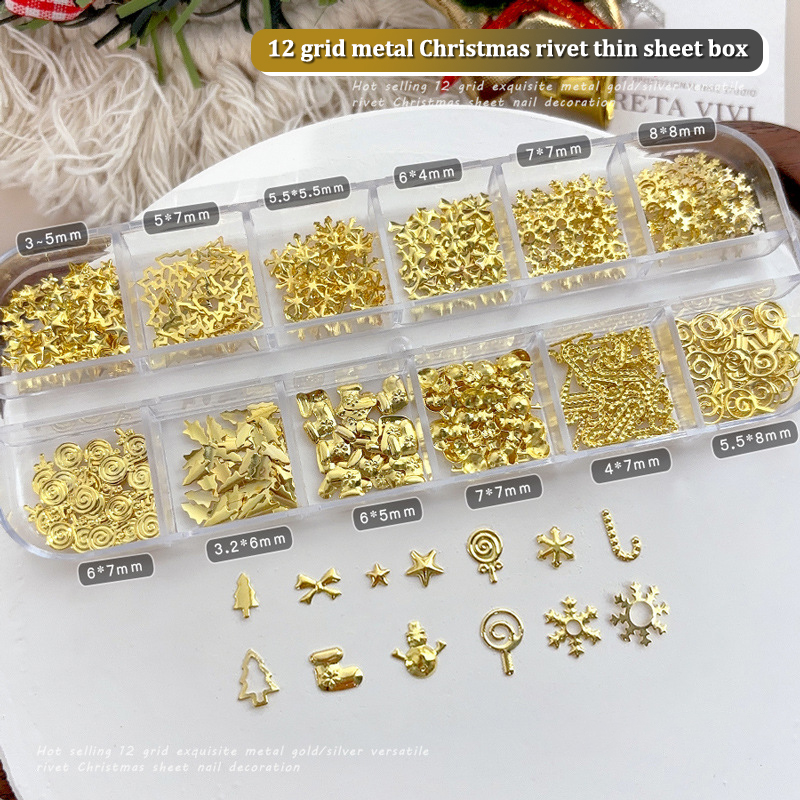 12 сеток, рождественские метал – обзор и цена Nail Art Xmas Tree