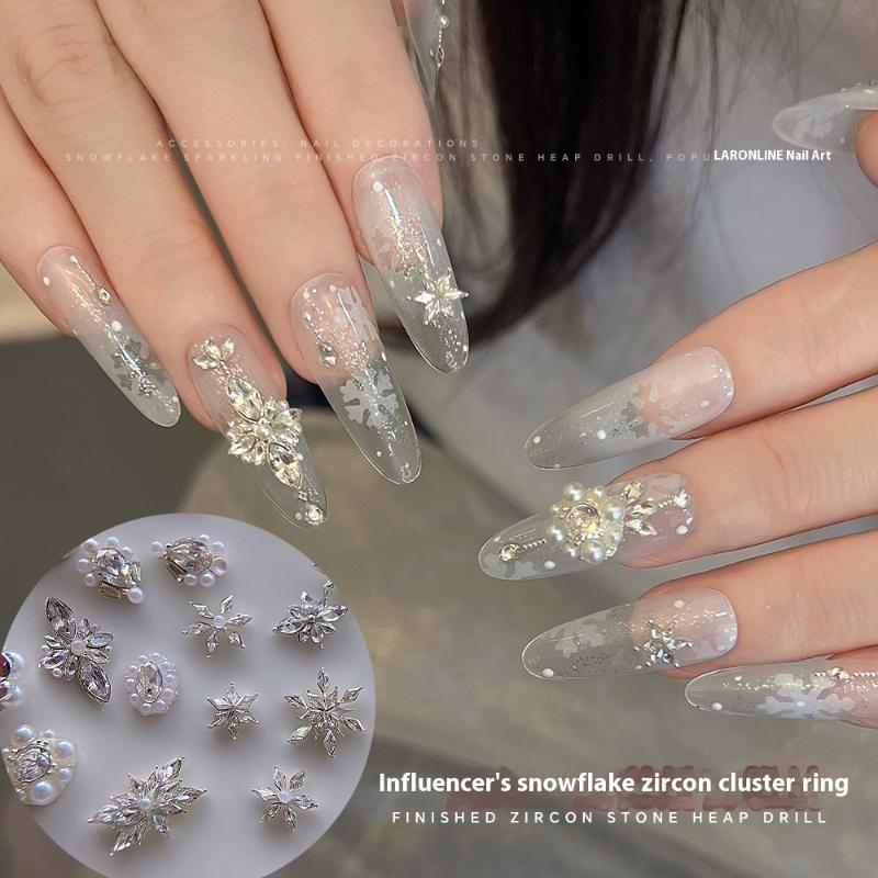 5 шт. снежинка цветок циркон ж – обзор и цена Nail Art Flower