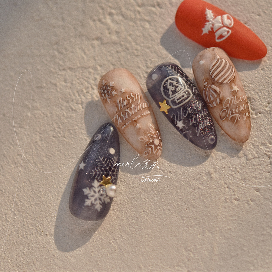 Рельефные чистые белые рождест – обзор и цена Nail Art Xmas Tree