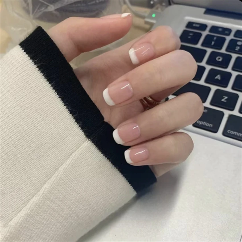 24 шт./компл. короткие француз – обзор и цена Nail Art French Nails