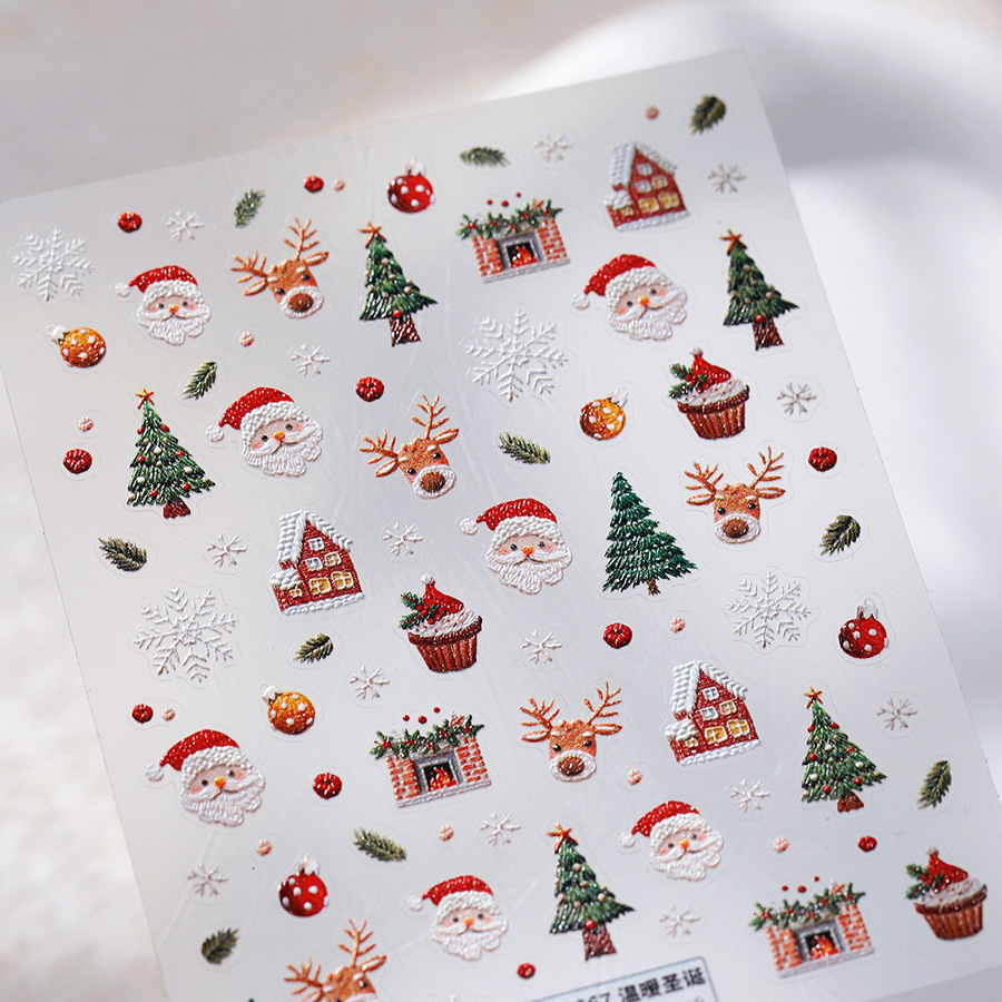 Милые рождественские наклейки  – обзор и цена Nail Art Xmas Tree